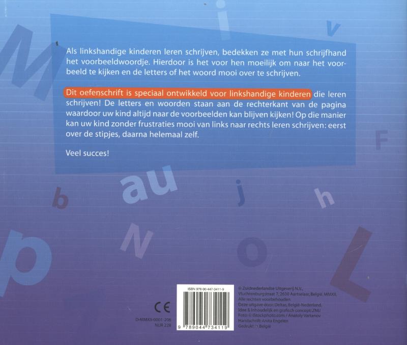 Achterkant van Kleine letters en cijfers van 0 tot 9