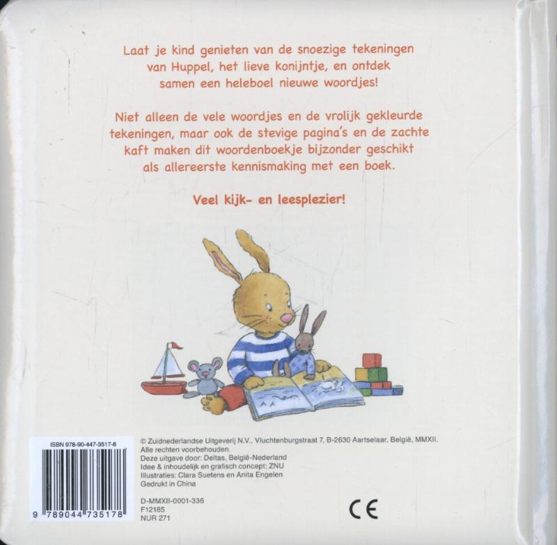 Achterkant van Kleine Huppel Eerste woordenboekje 1-3 jaar