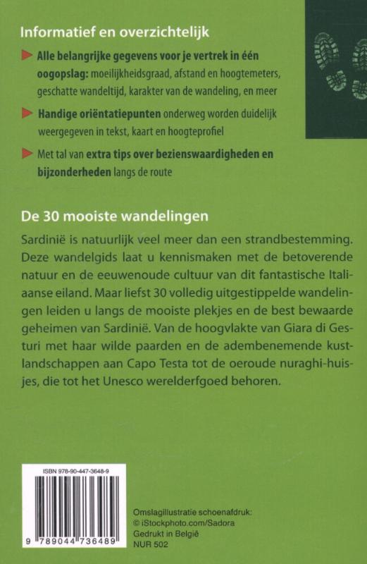 Achterkant van Deltas wandelgids Sardinie