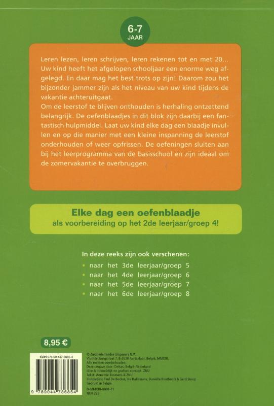 Achterkant van Vakantie oefenblaadjes "naar groep 4"