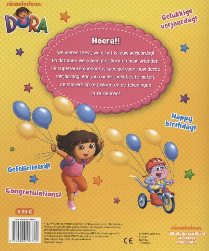 Achterkant van Hoera, je bent 3 jaar!