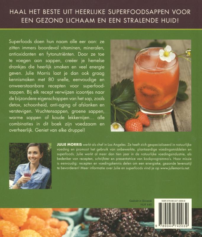 Achterkant van Superfood sappen