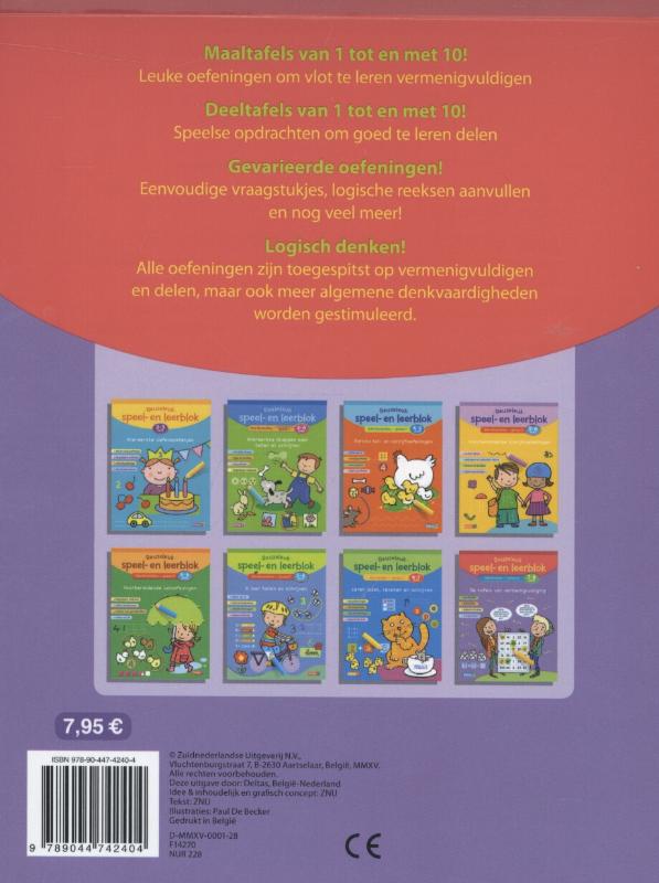 Achterkant van De tafels van vermenigvuldiging; 2de leerjaar; Groep 4; 7-8 jaar