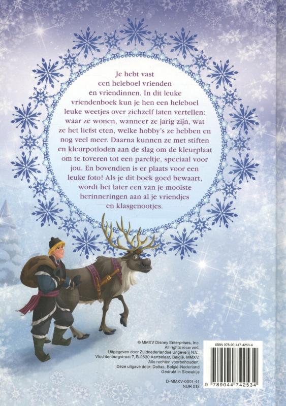 Achterkant van Frozen vriendenboek