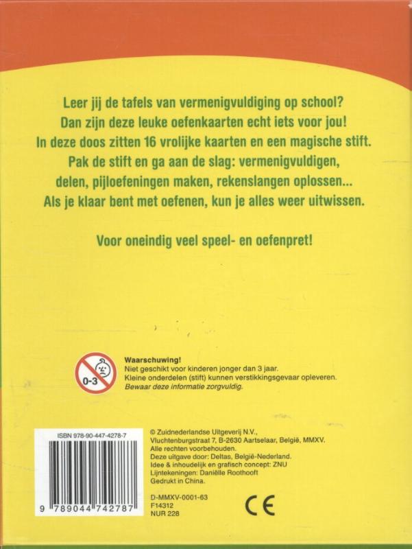 Achterkant van Kaartenset met stift - Ik leer de tafels van vermenigvuldiging (7-8 j.)