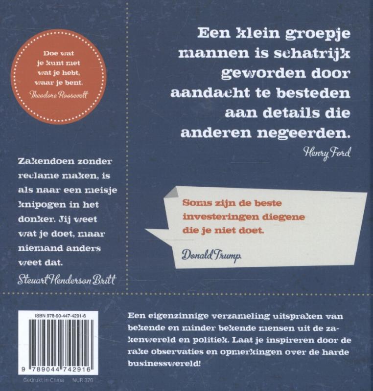 Achterkant van 101 inspirerende business-citaten