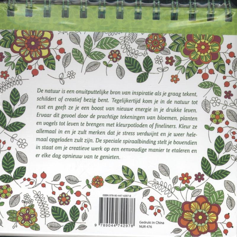 Achterkant van Feel happy natuur kleurplaten