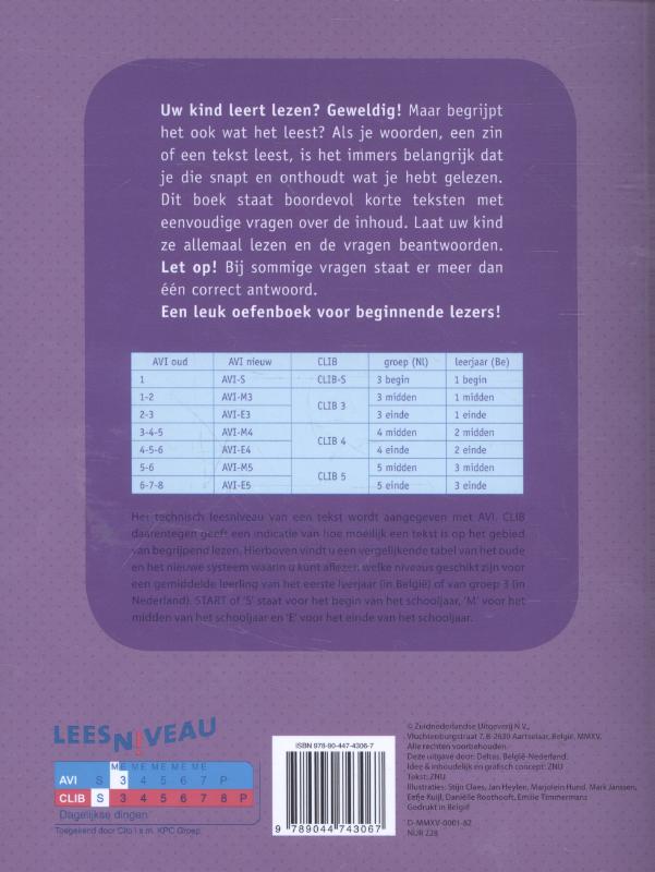 Achterkant van Eerste oefenboek begrijpend lezen AVI:1 AVI nieuw:M3