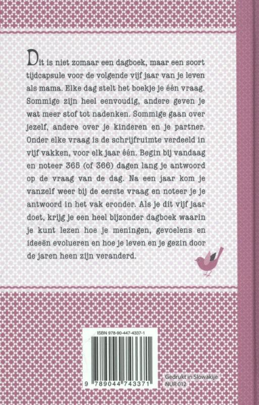 Achterkant van Een vraag per dag voor mama's