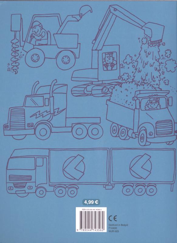 Achterkant van Het coole voertuigen kleurboek