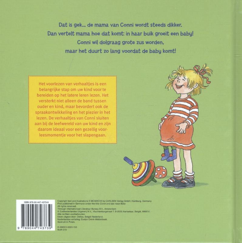 Achterkant van Conni en de nieuwe baby