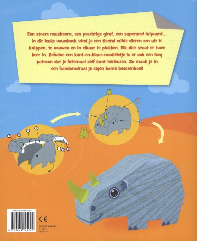 Achterkant van Wilde dieren van papier