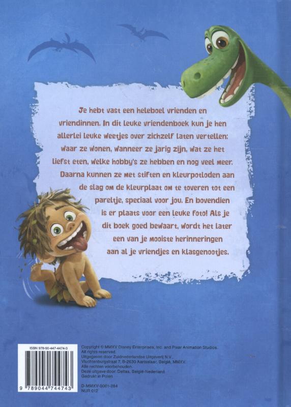 Achterkant van Disney vriendenboek The good dinosaur