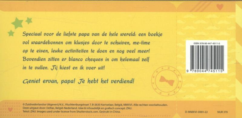Achterkant van Superleuke waardebonnen Voor de liefste papa