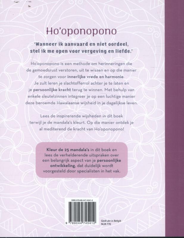 Achterkant van Mandala's kleuren Ho'oponopono