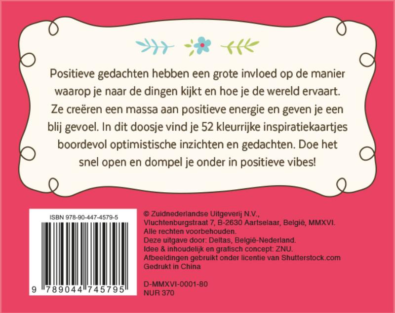 Achterkant van Denk positief