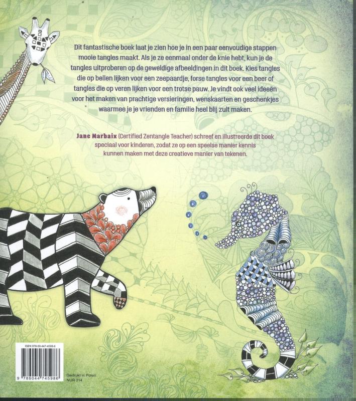 Achterkant van Zentangle tekenboek voor kids
