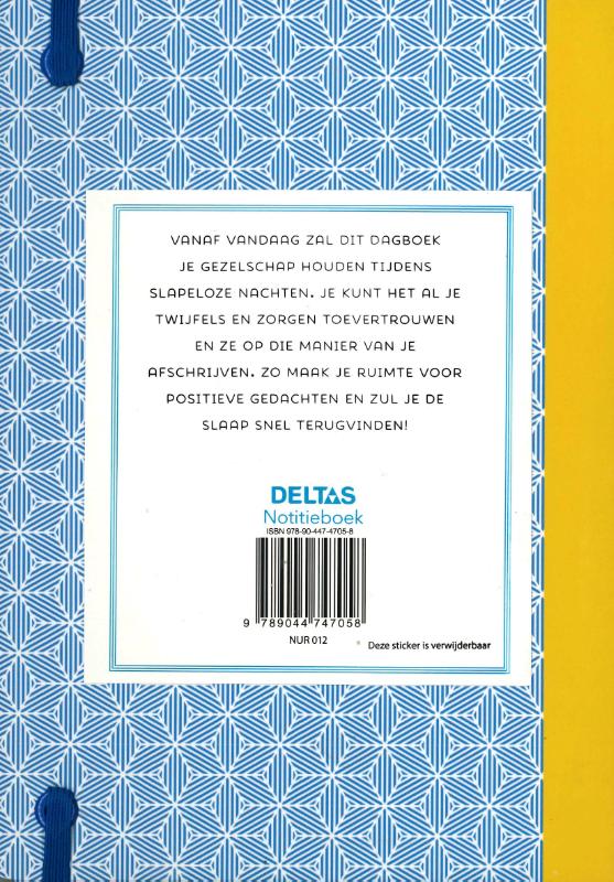 Achterkant van Notitieboek slapeloze nachten