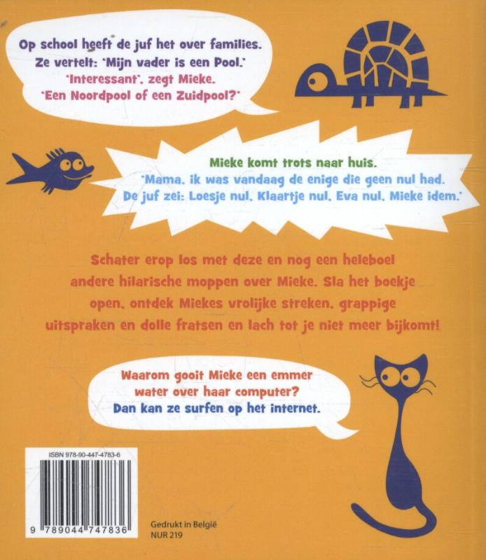 Achterkant van De grappigste Mieke moppen voor kinderen