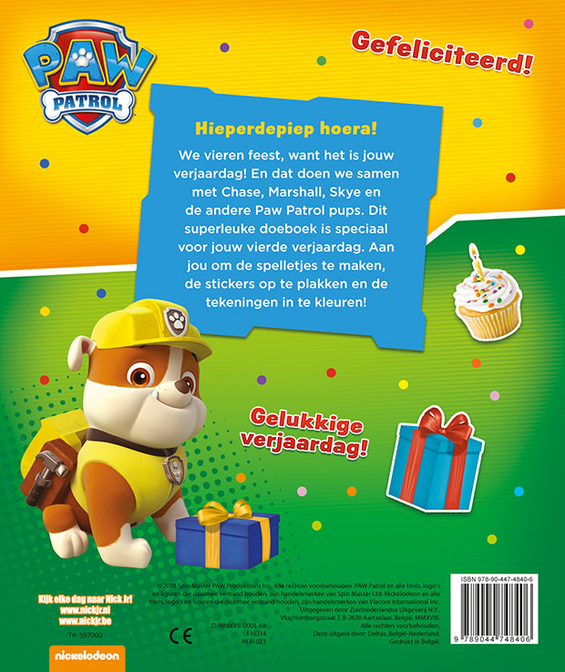 Achterkant van Hoera, 4 jaar! Verjaardagsboek