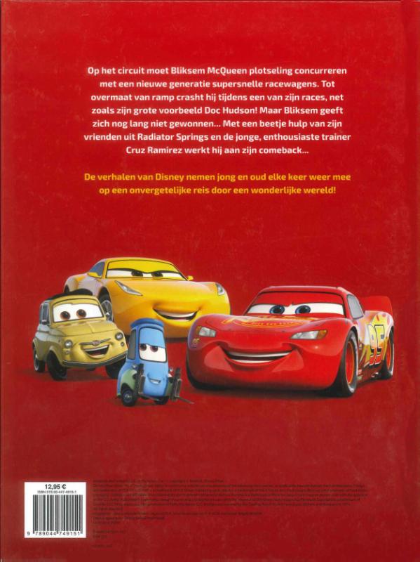 Achterkant van Disney groot verhalenboek Cars 3
