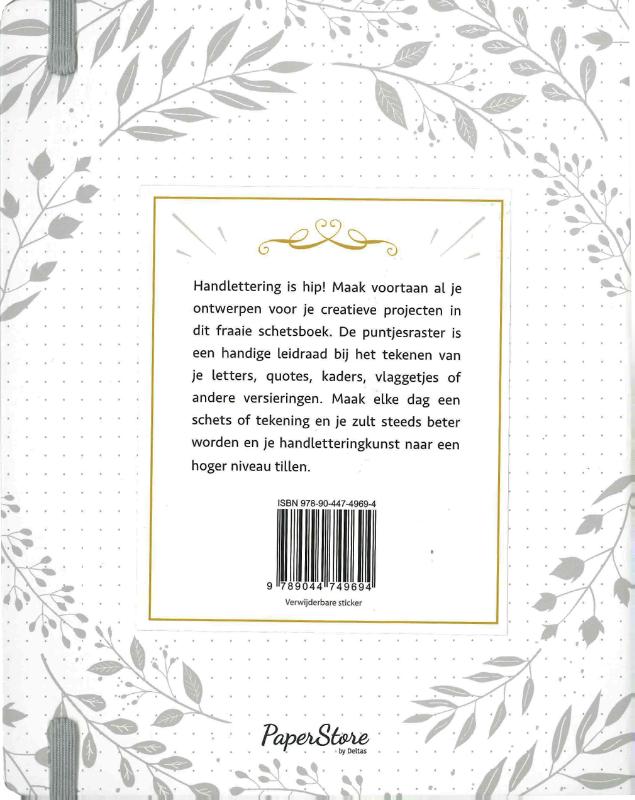 Achterkant van Handlettering schetsboek
