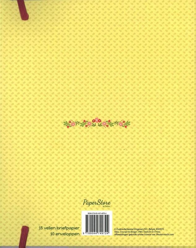 Achterkant van Briefpapier Paarden (geel)