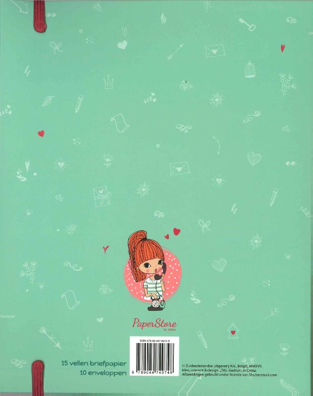 Achterkant van Briefpapier Meisje met boek