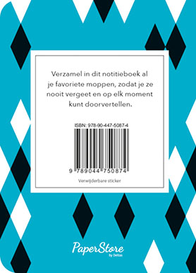 Achterkant van Moppen notitieboek