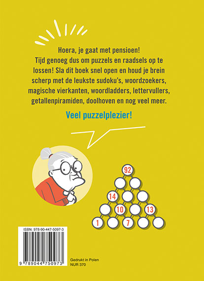 Achterkant van Hoera, met pensioen! Puzzelpret