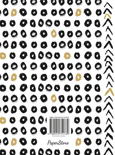 Achterkant van Zwart-wit-goud schrift (lijnen) / Noir-blanc-or cahier (ligné)
