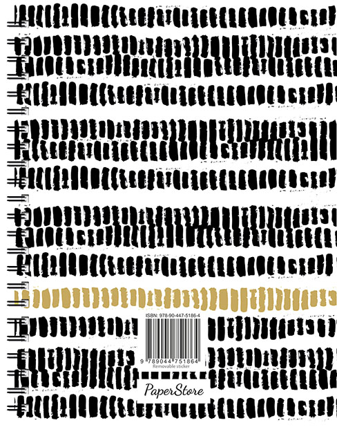 Achterkant van Zwart-wit-goud spiraalboek groot (lijnen) / Noir-blanc-or grand carnet à spirale (ligné)