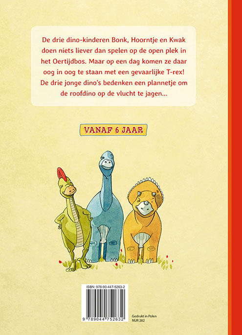 Achterkant van Dol op lezen! Weg met de T-rex!