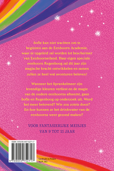 Achterkant van De Magische Eenhoorn Academie - Sofie en Regenboog