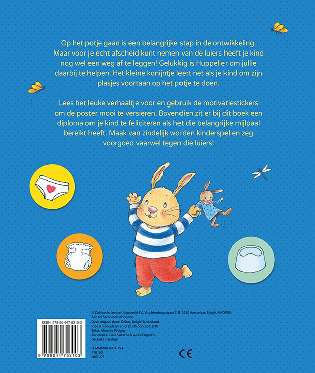 Achterkant van Hoera, ik ga op het potje!