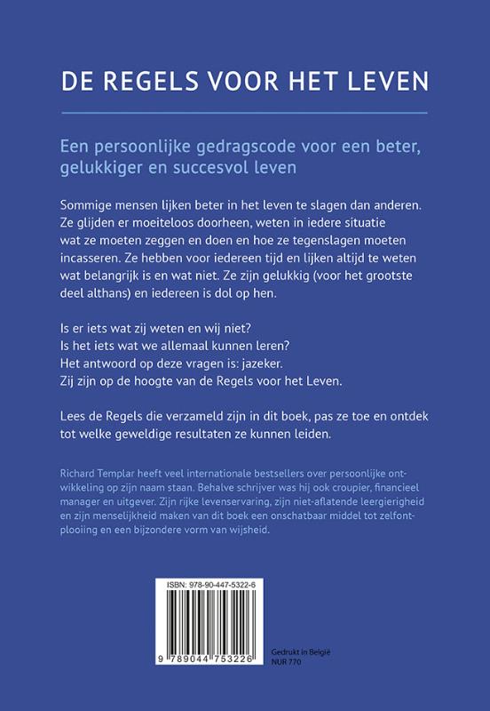 Achterkant van De regels voor het leven