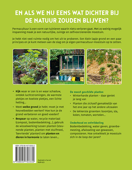 Achterkant van Een natuurlijke moestuin met permacultuur