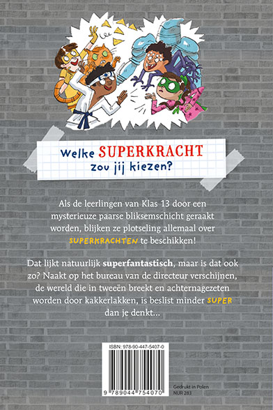 Achterkant van Klas 13 de superhelden