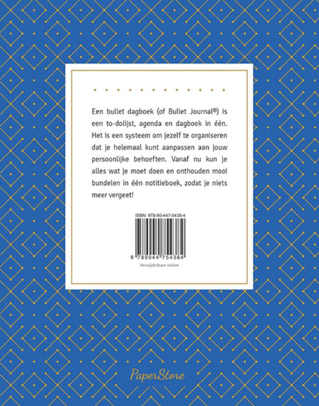 Achterkant van Mijn bullet dagboek (donkerblauwe fond)
