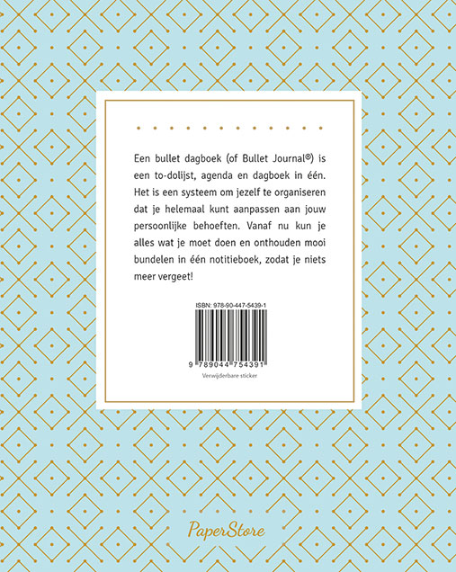 Achterkant van Mijn bullet dagboek (lichtblauwe fond)