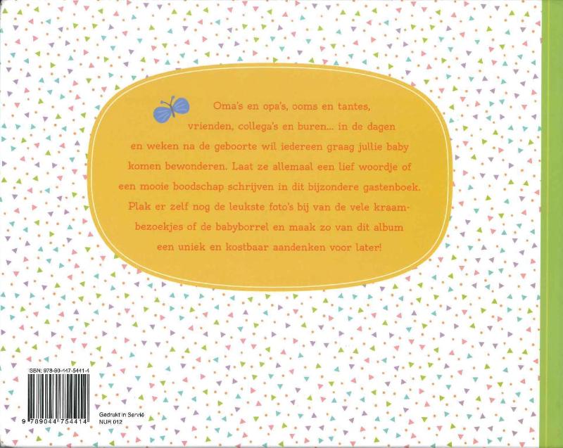 Achterkant van Kraambezoek & babyborrel - Gastenboek