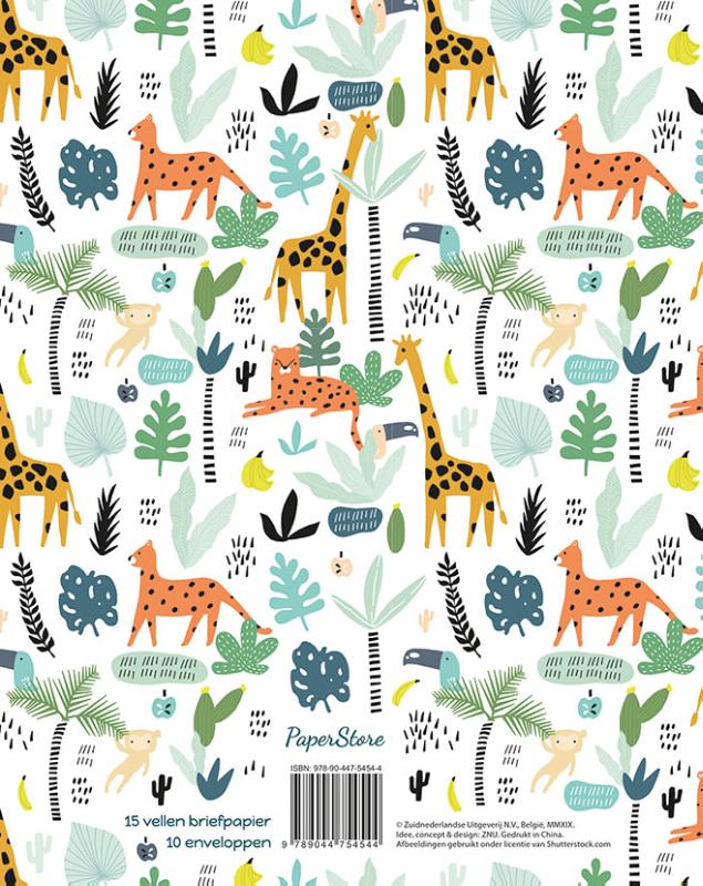 Achterkant van Briefpapier safari