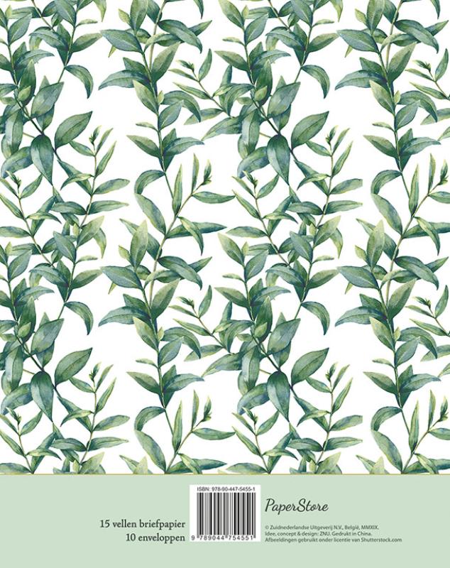 Achterkant van Briefpapier leaves