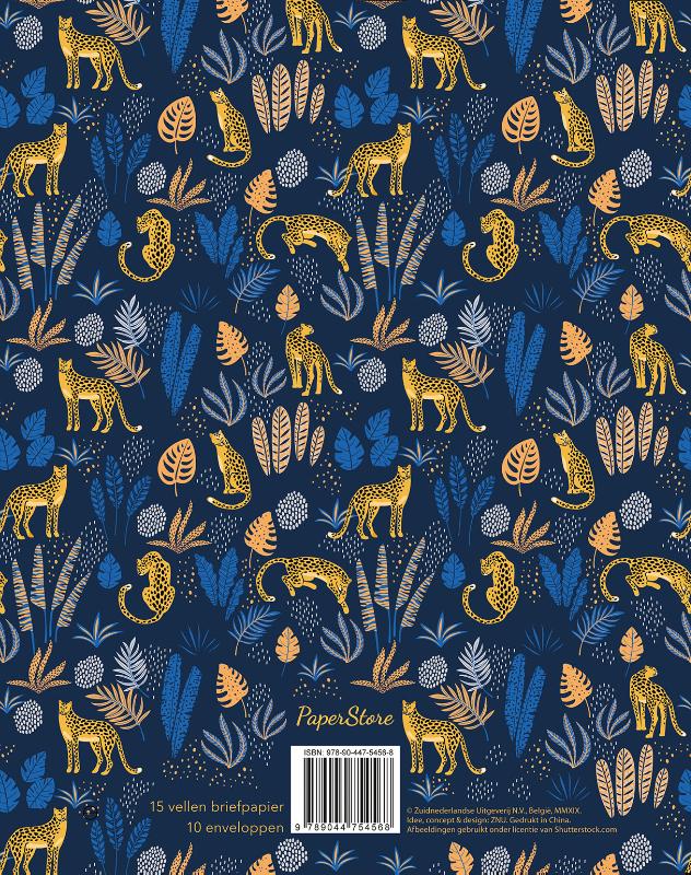 Achterkant van Briefpapier Jungle (blauw)