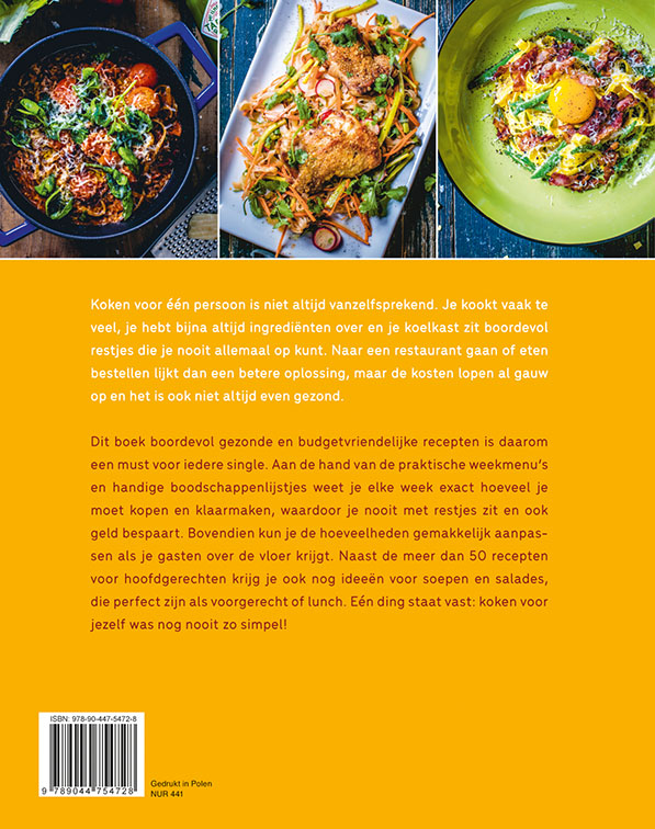 Achterkant van Lekker en gezond koken voor singles