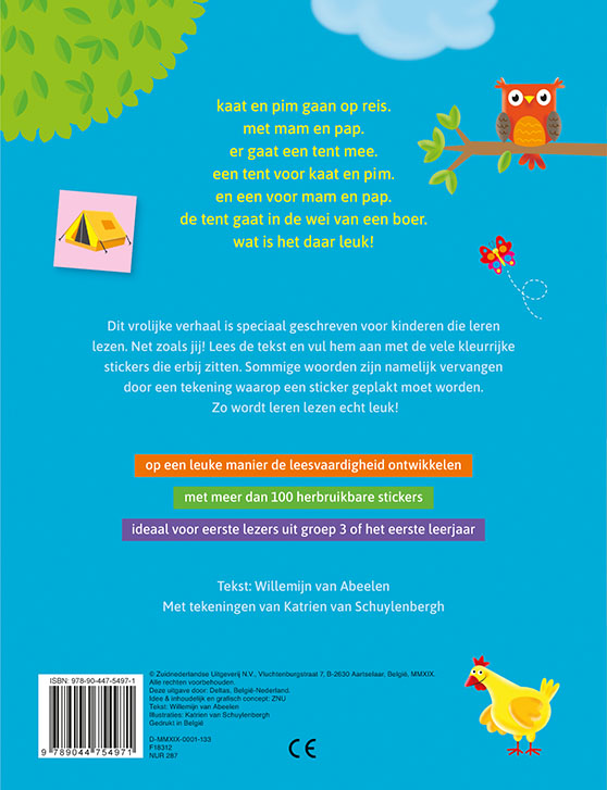 Achterkant van Ik leer lezen Stickerboek - In een tent bij de boer (AVI M3 / AVI 1)