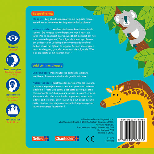 Achterkant van Mijn eerste Domino - Vrolijke dieren / Mon premier Domino - Les gentils animaux