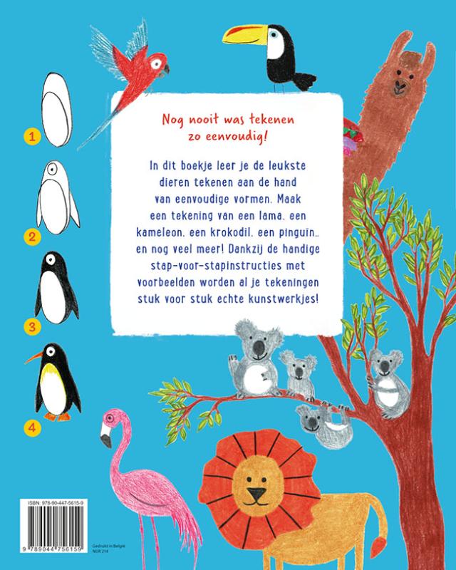 Achterkant van Hoera! Ik leer dieren tekenen