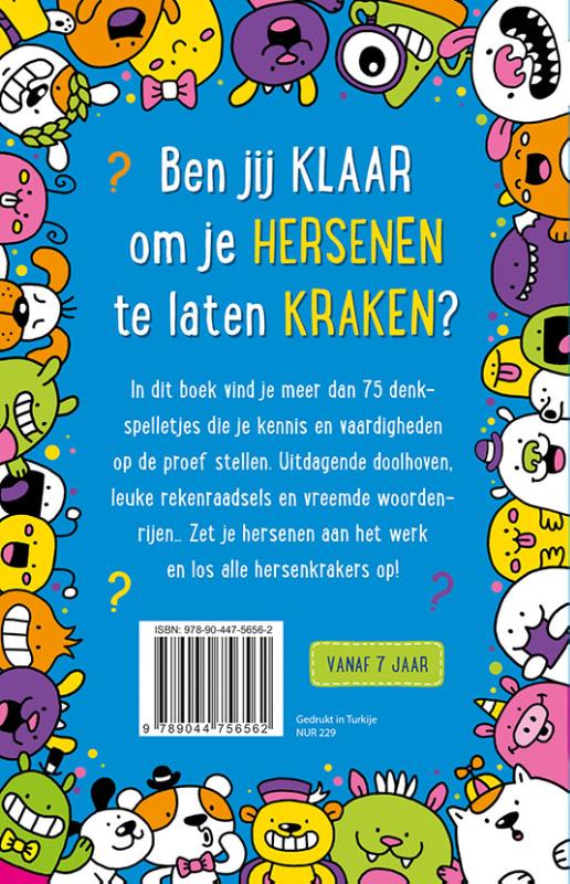 Achterkant van Hersenkrakers voor (toekomstige) slimmeriken (7+)