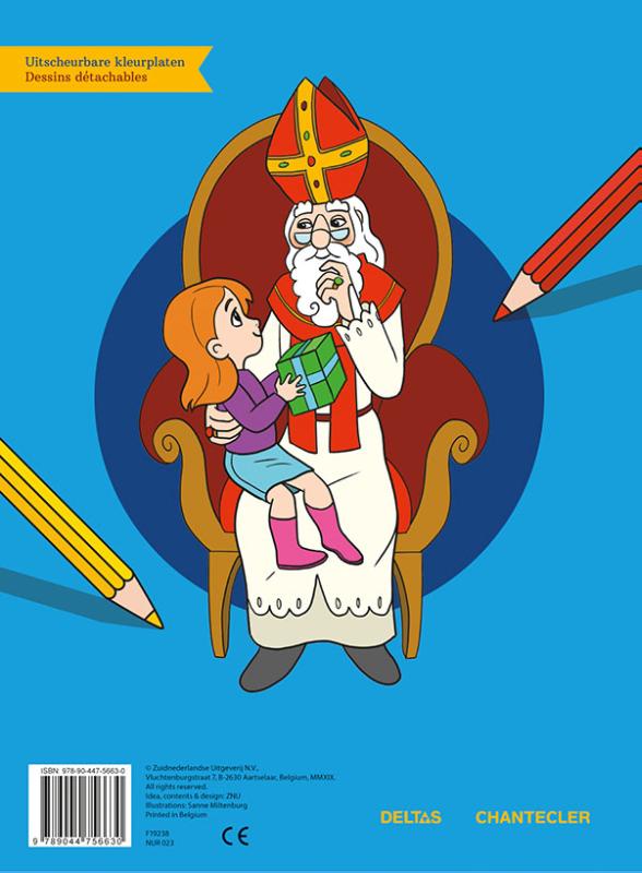 Achterkant van Sinterklaas Color - blauw / Saint-Nicolas Color - bleu